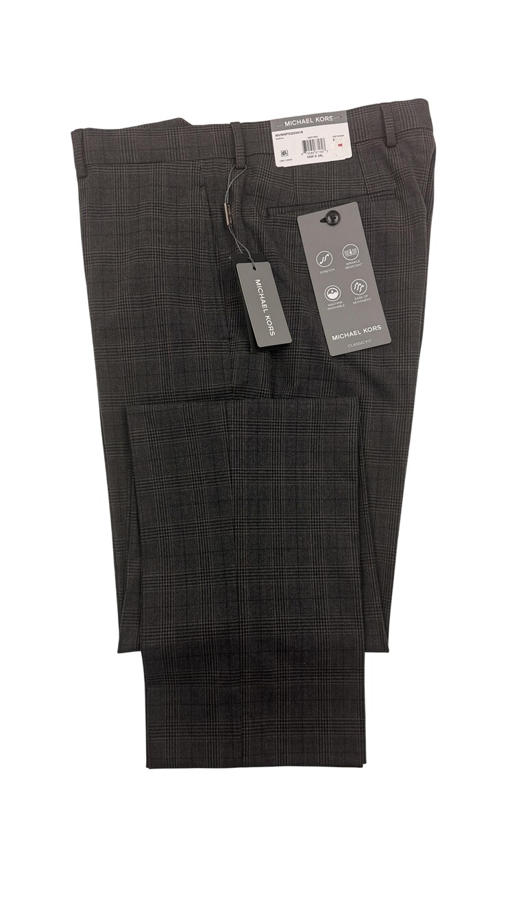 Michael Kors Dress Pants Mens 34x34 Gray Plaid Marvin Passport Stretch